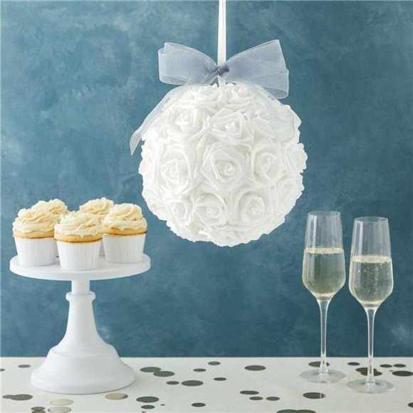 100 Pack White Artificial Flowers, Bulk Stemless Fake Foam Roses for Wedding 3in - Picture 6 of 6